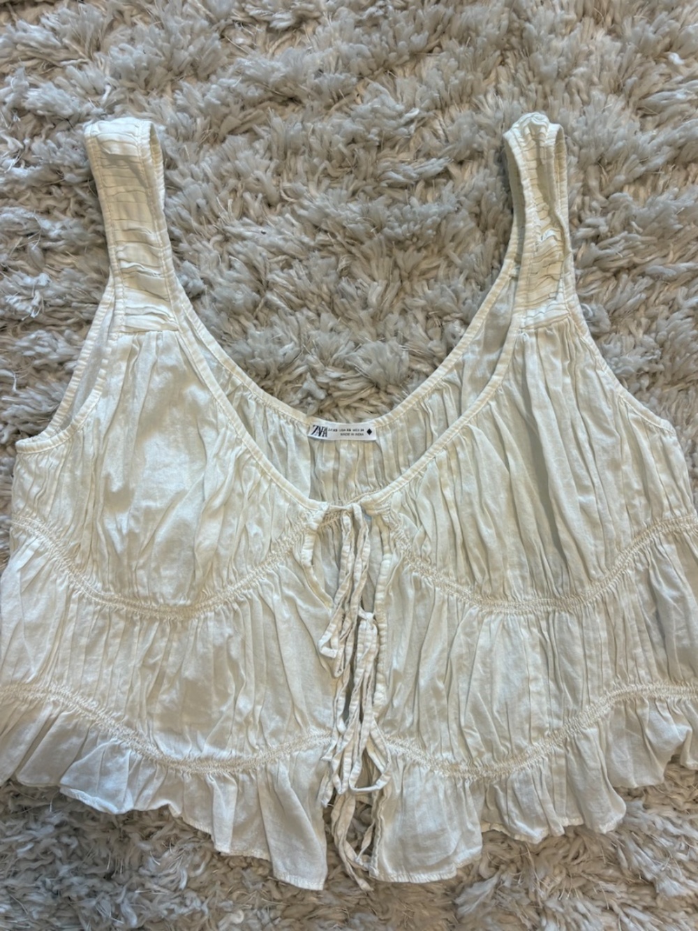 Zara Tie-Front Ruched Tank Top